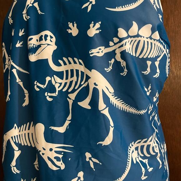 Unbranded Women's 2XL Teal White Dinosaur Skeleton One Piece Swimsuit FUN! - Picture 2 of 5